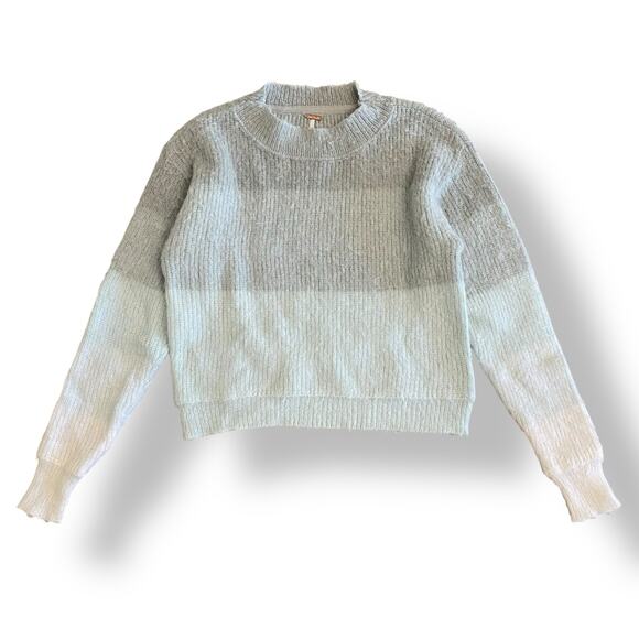 Free People Autumn Sky Cloud Combo Striped Sweater Womens Size S Green Cream - Picture 1 of 7
